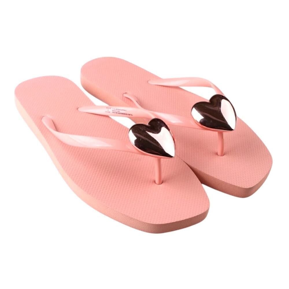 Shade & Shore Roseanne Women's Blush Pink Heart Thong Flip Flop Sandals Size 11